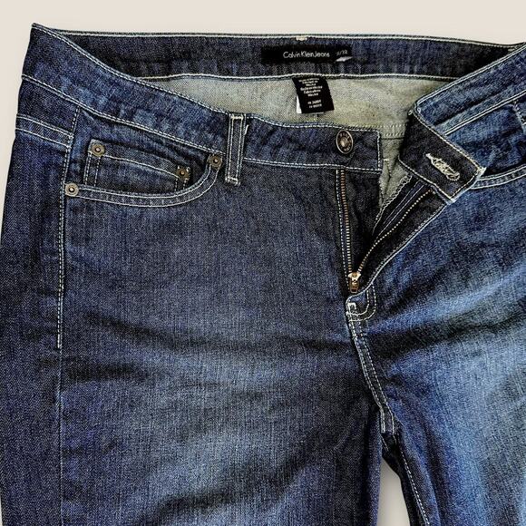 Calvin Klein Classic Bootcut Mid Rise Dark Blue Denim Jeans Womens Size 14X32 - Picture 5 of 11